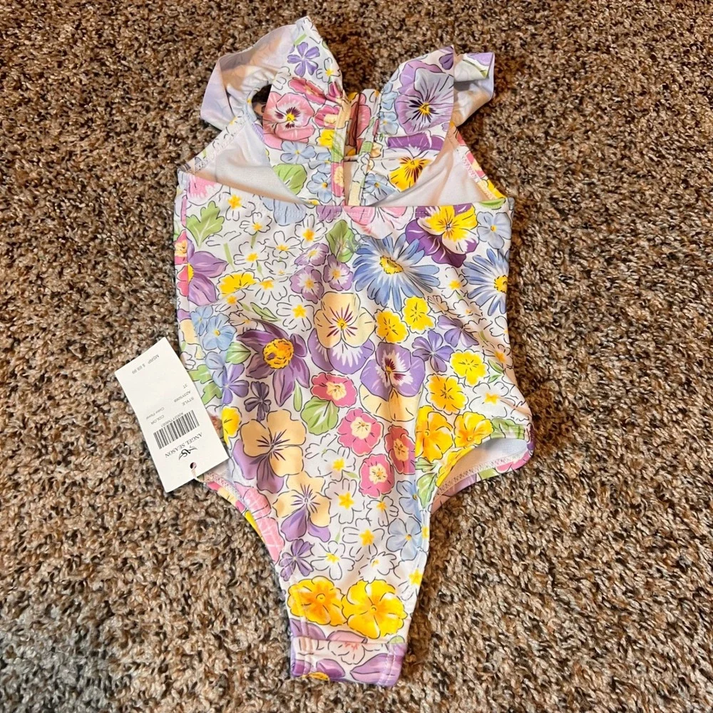 Angel Season Floral‎ Swimsuit Ruffle One Piece Swimwear Kids 3T